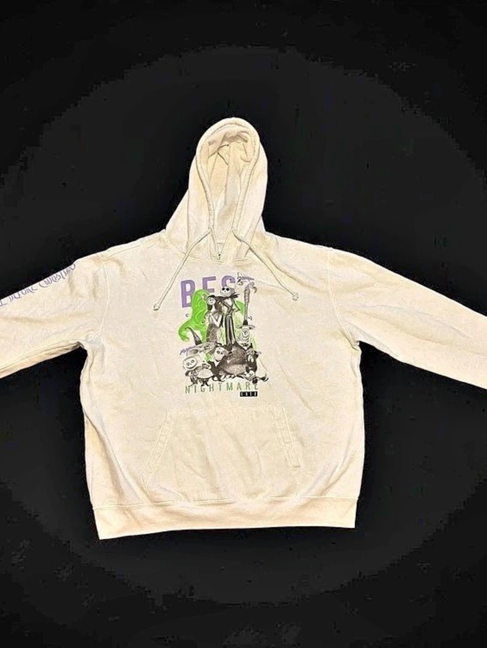 Disney The Nightmare Before Christmas hoodie Graphic Hoodie Cream Size Large